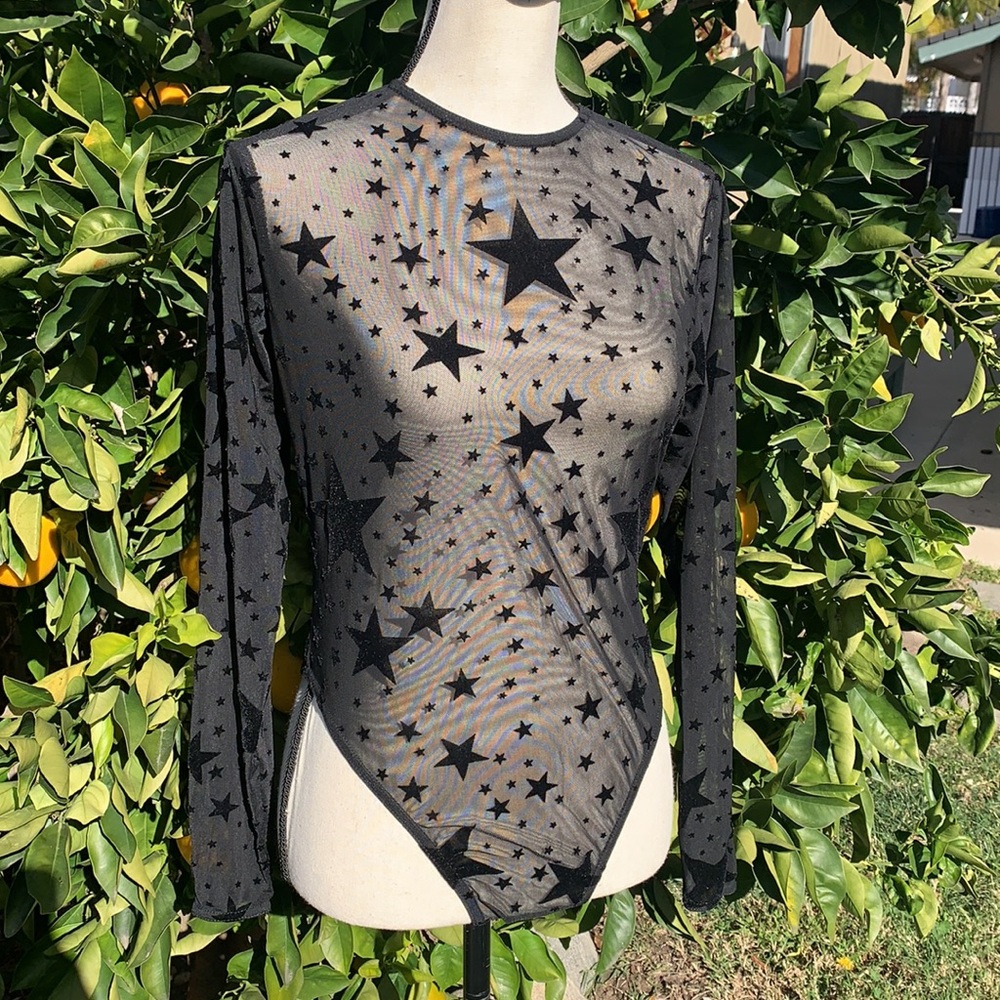 Nasty Gal Collection sheer sizzle star body suit